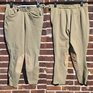 PIKEUR KHAKI TAN EQUESTRIAN RIDING PANTS BREECHES SZ 32 Leather Knees